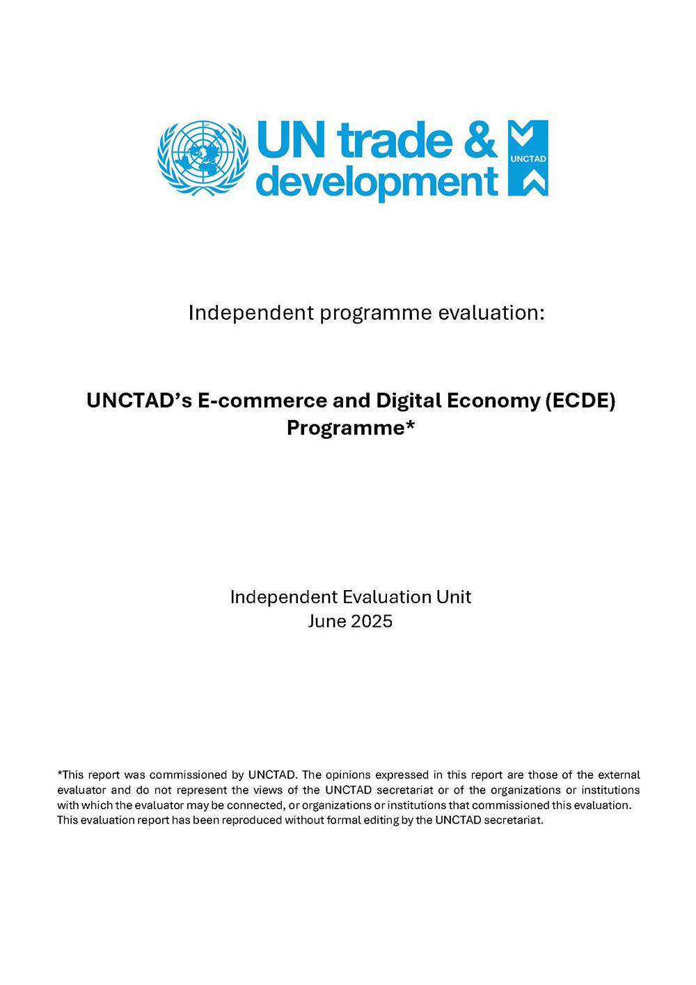 Cover of Independent programme evaluation: UNCTAD's E-Commerce and Digital Economy Programme
